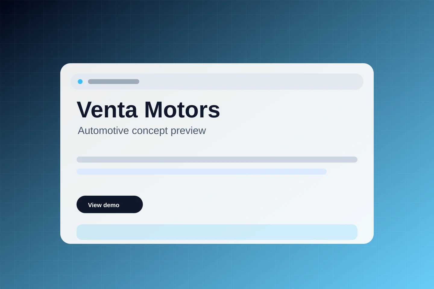 Desktop preview of the Venta Motors concept website